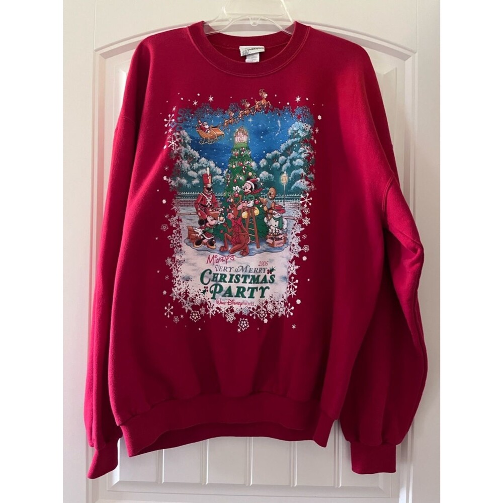 Disney Vintage 2006 Red Holiday Crewneck Sweatshirt xl mickeys merry Christmas